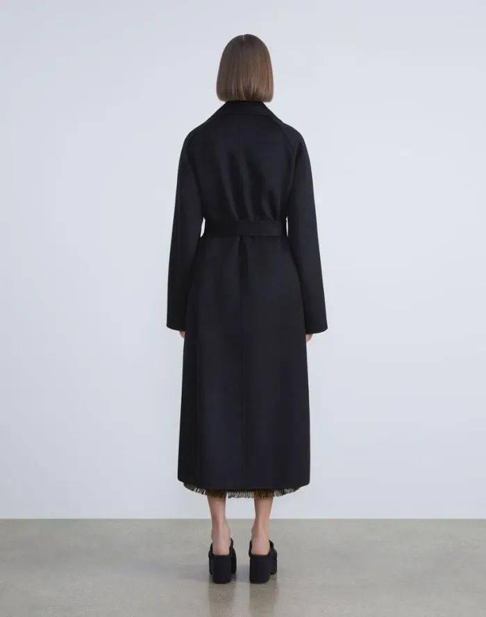 Lafayette 148 New York Double Face Cashmere Oversized Trench Coat Black Ready To Wear Jackets and Blazers
