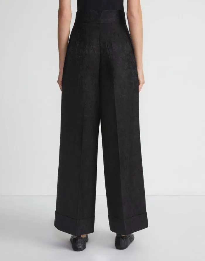 Lafayette 148 New York Flora Bloom Jacquard WoolSilk Jagger Pant Black Ready To Wear Pants and Shorts