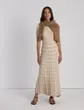Lafayette 148 New York Gingham Responsible Matte Crepe Knit Asymmetric Skirt Dune Multi Ready To Wear Skirts