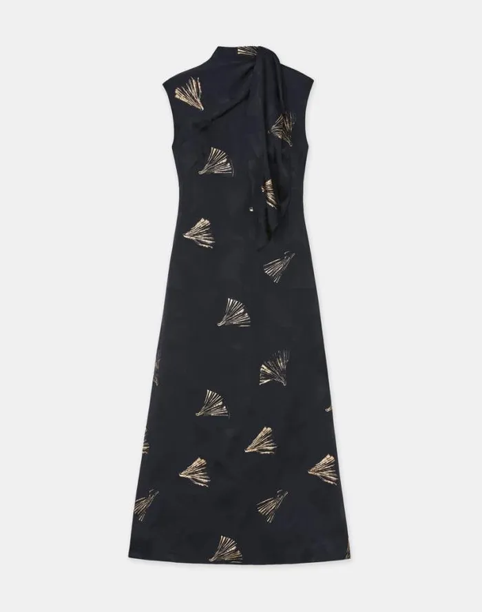Lafayette 148 New York Metallic Leafed Pages Jacquard Scarf Dress Black Multi Ready To Wear Dresses Lafayette 148 New York Metallic Leafed Pages Jacquard Scarf Dress Black Multi Ready To Wear Dresses