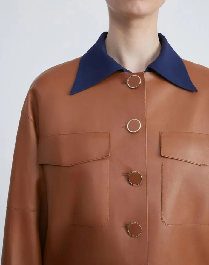 Lafayette 148 New York Nappa Leather Quilted Jacket Copper Ready To Wear Leathers and Suedes