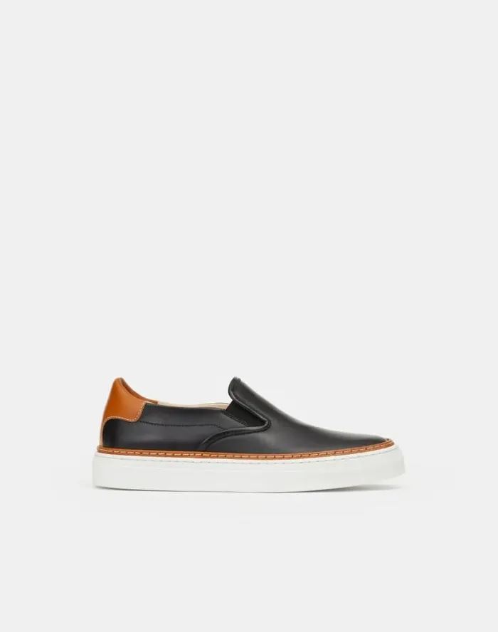 Lafayette 148 New York Nappa Leather SlipOn Sneaker Black Multi Shoes Sneakers