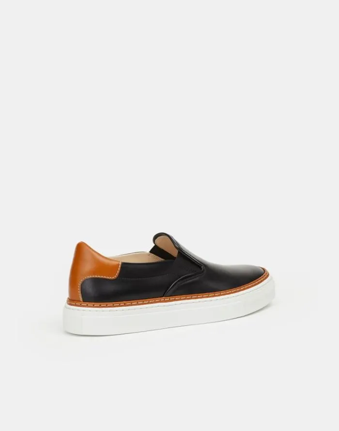 Lafayette 148 New York Nappa Leather SlipOn Sneaker Black Multi Shoes Sneakers
