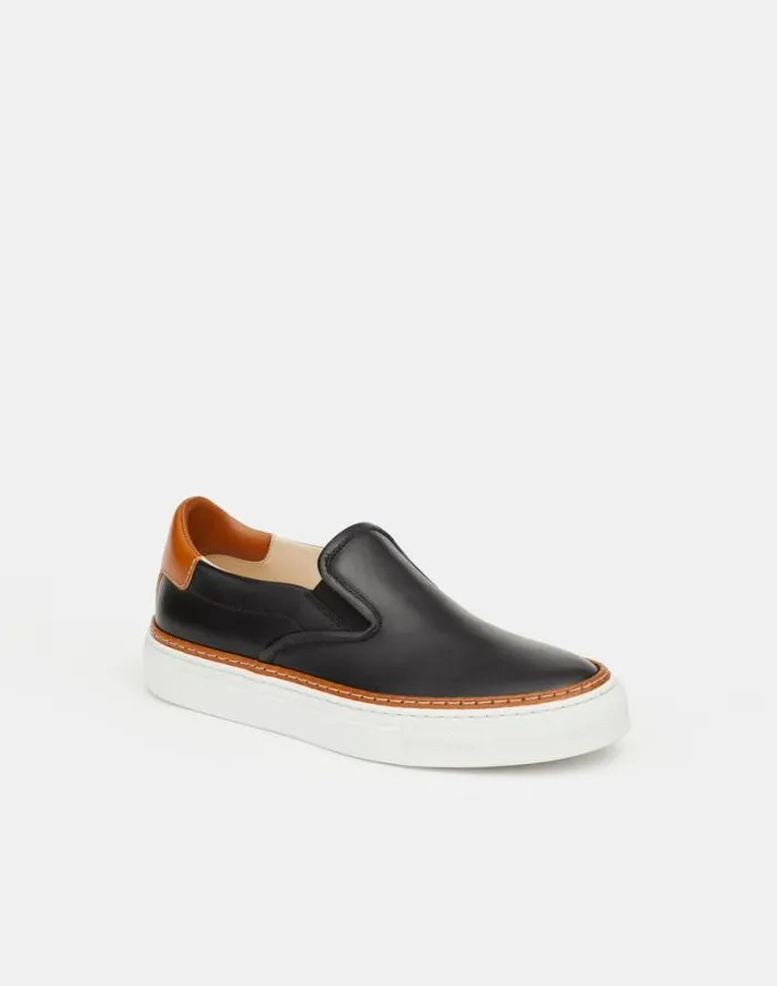 Lafayette 148 New York Nappa Leather SlipOn Sneaker Black Multi Shoes Sneakers