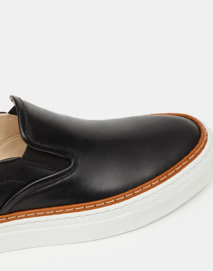 Lafayette 148 New York Nappa Leather SlipOn Sneaker Black Multi Shoes Sneakers