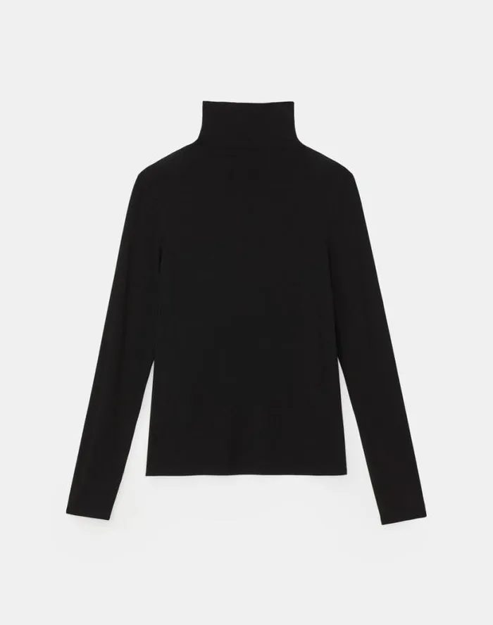 Lafayette 148 New York Nouveau Jersey Turtleneck Black Ready To Wear Tops and Tees