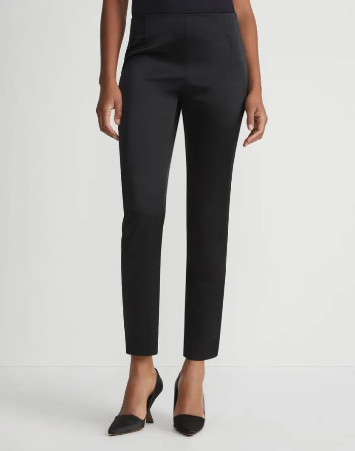 Lafayette 148 New York Sateen Stanton Pant Black Ready To Wear Pants and Shorts