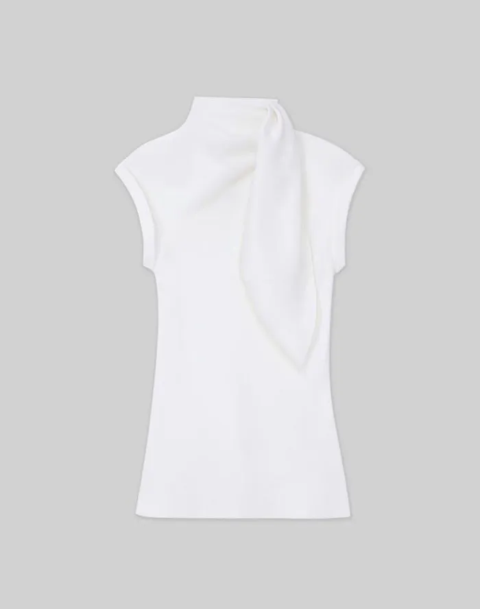 Lafayette 148 New York Silk Georgette Bias Scarf Blouse Black Ready To Wear Blouses and Shirts