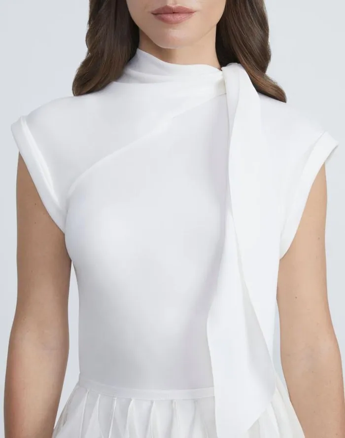 Lafayette 148 New York Silk Georgette Bias Scarf Blouse Black Ready To Wear Blouses and Shirts