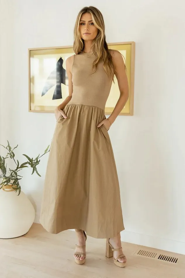 Leah Maxi Dress In Khaki Khaki Women Bohme Dresses