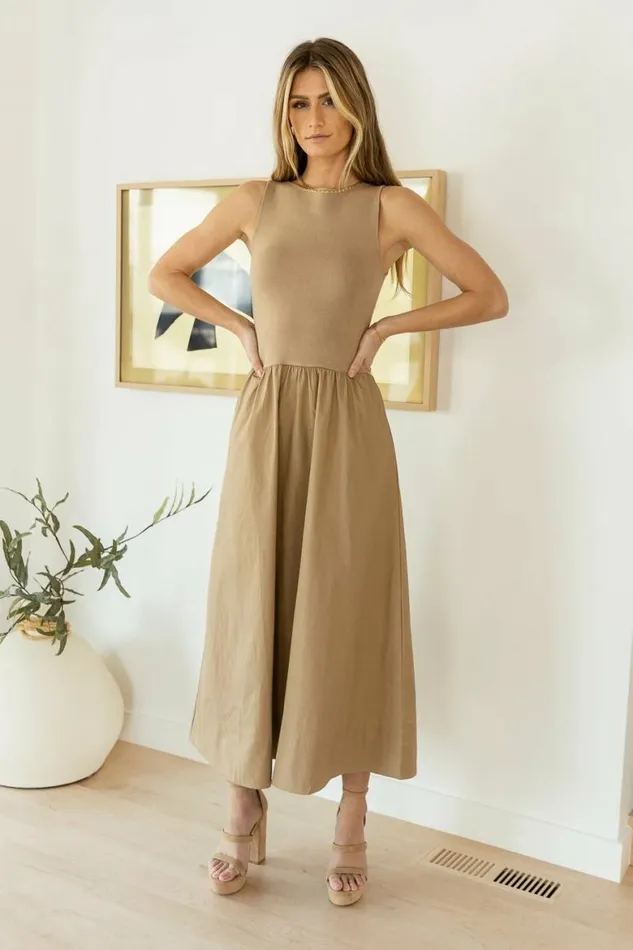 Leah Maxi Dress In Khaki Khaki Women Bohme Dresses