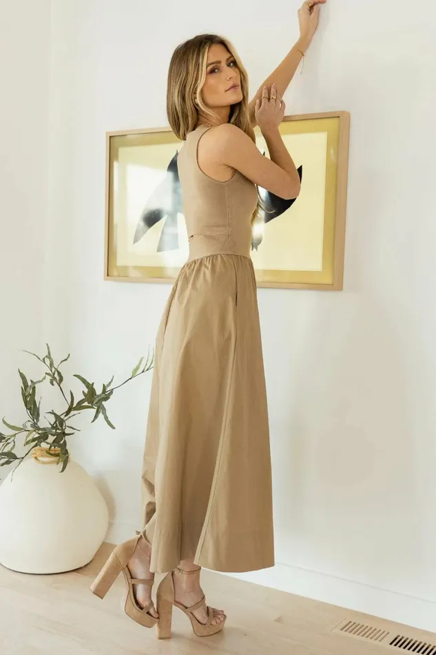 Leah Maxi Dress In Khaki Khaki Women Bohme Dresses