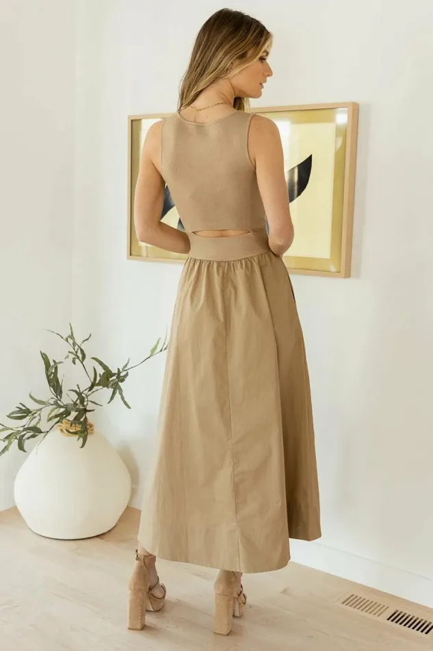 Leah Maxi Dress In Khaki Khaki Women Bohme Dresses