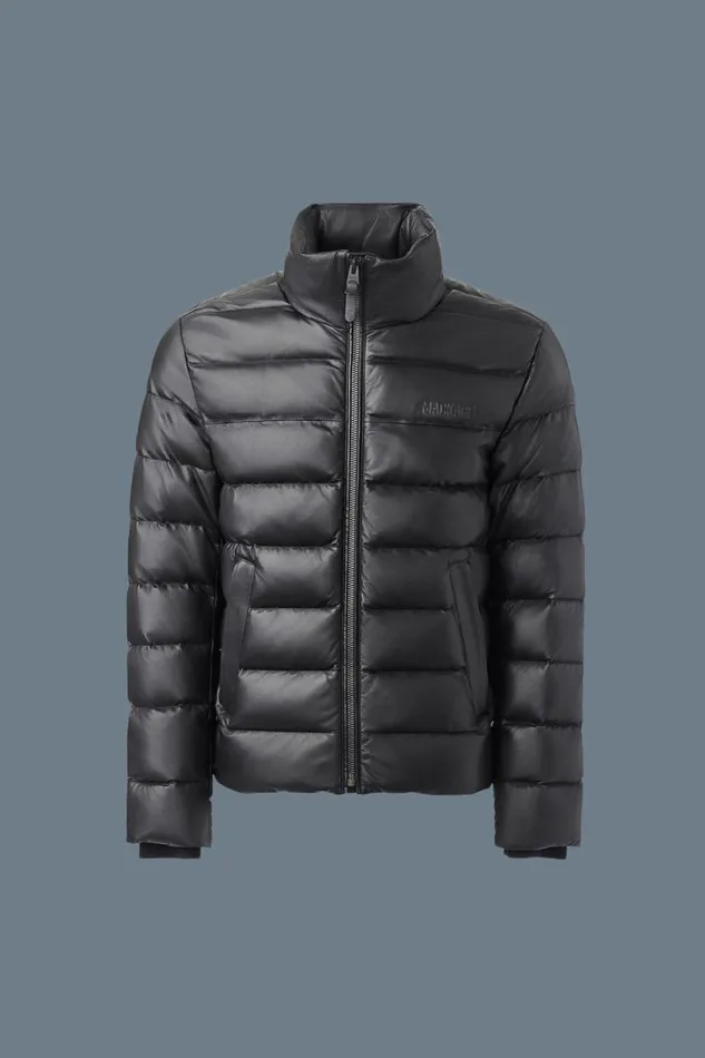 Leather Jackets Men Mackage RYAN Leather Down Jacket With Stand Collar Black