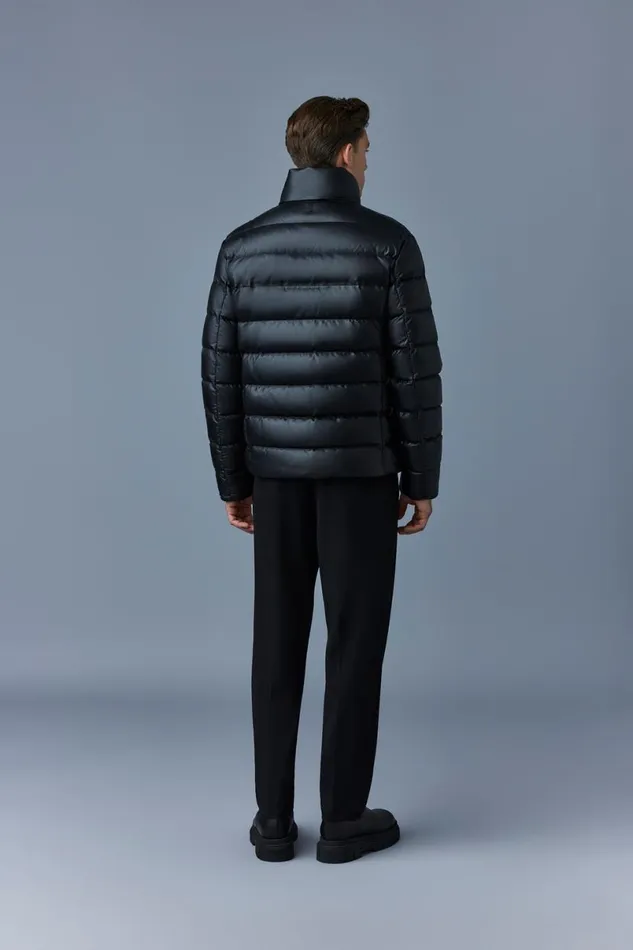 Leather Jackets Men Mackage RYAN Leather Down Jacket With Stand Collar Black