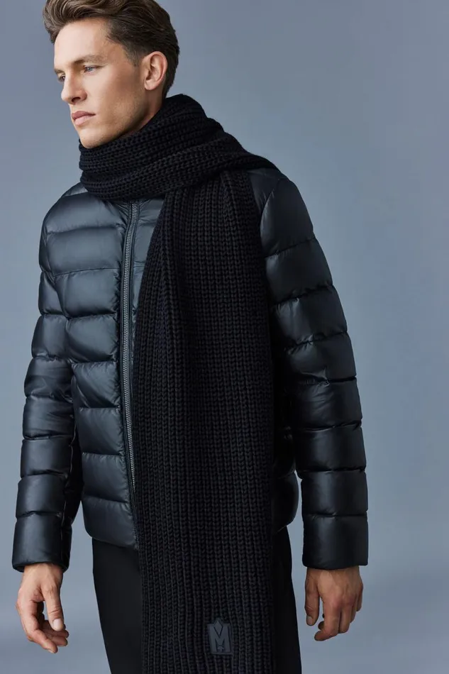 Leather Jackets Men Mackage RYAN Leather Down Jacket With Stand Collar Black