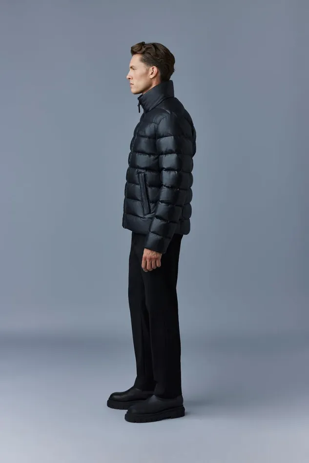 Leather Jackets Men Mackage RYAN Leather Down Jacket With Stand Collar Black