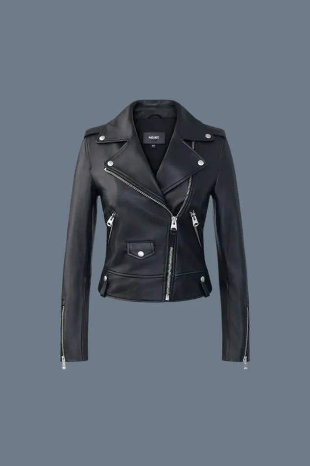 Leather Jackets Women Mackage BAYA R Leather Biker Jacket Black