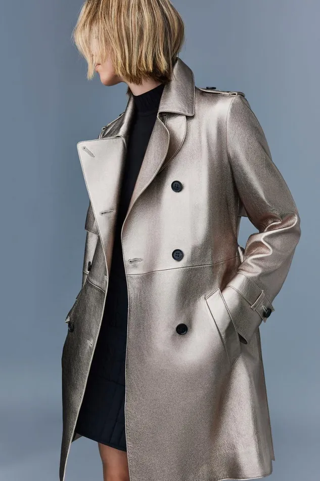 Leather Jackets Women Mackage MELY Long Leather Trench Coat Black