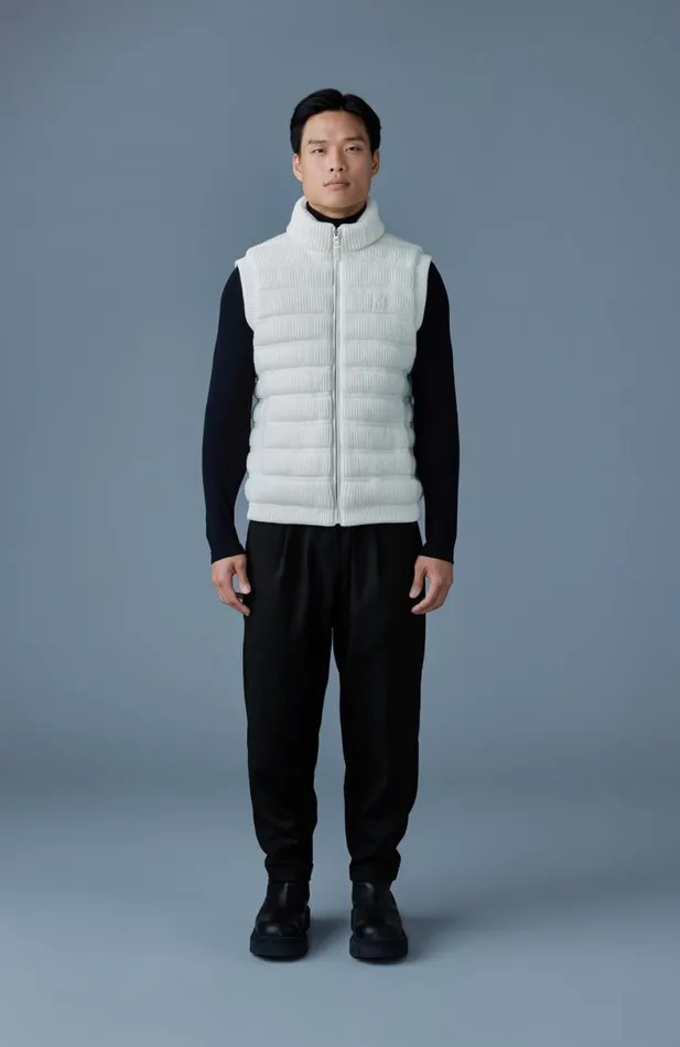 Light Down Jackets Men Mackage ALAN Cashmere Light Down Vest Carbon Mix