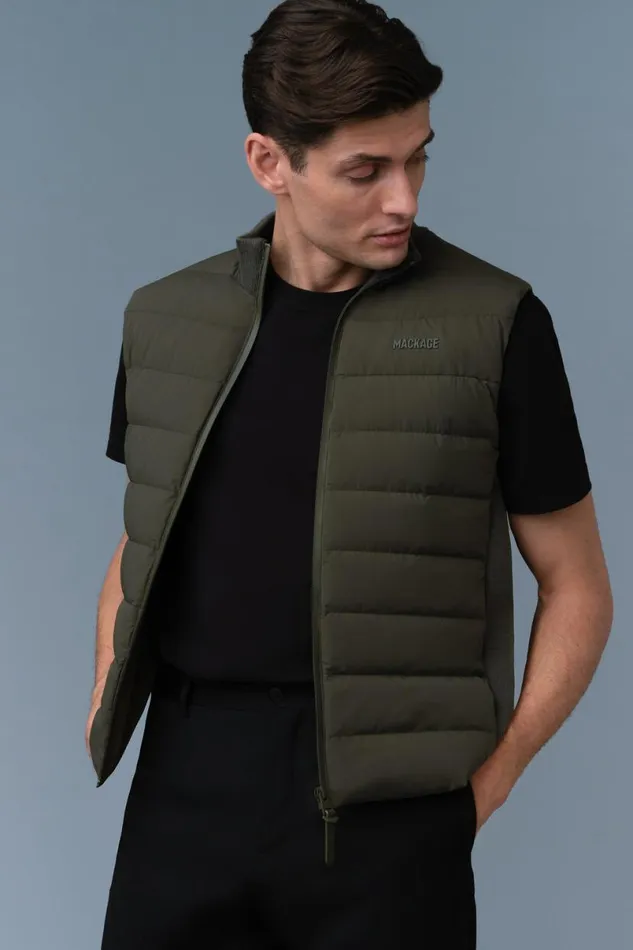 Light Down Jackets Men Mackage JACOB Rib Knit Light Down Vest Black Light Down Jackets Men Mackage JACOB Rib Knit Light Down Vest Black