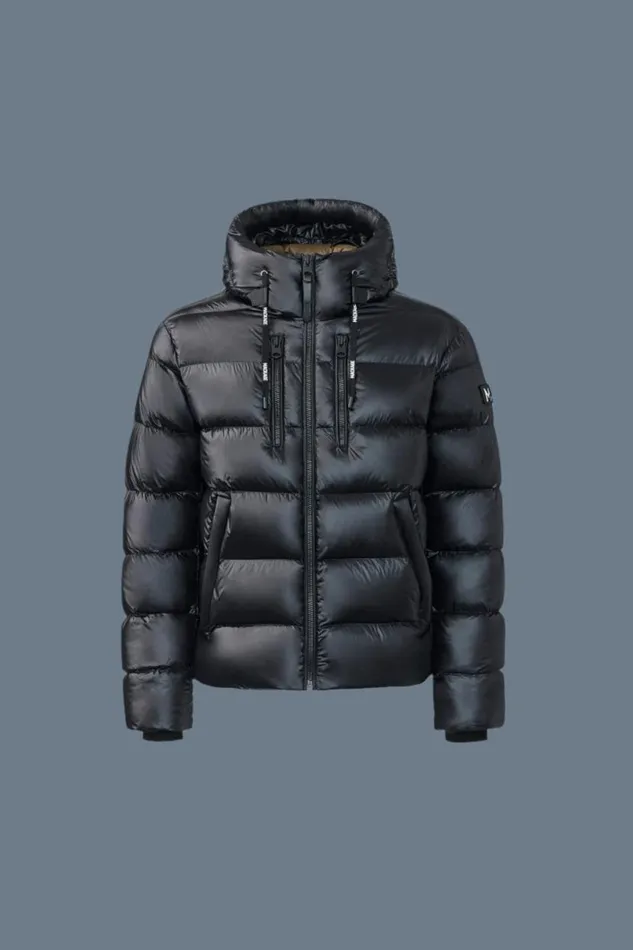 Light Down Jackets Men Mackage VICTOR Lustrous Light Down Jacket With Hood For Men Black