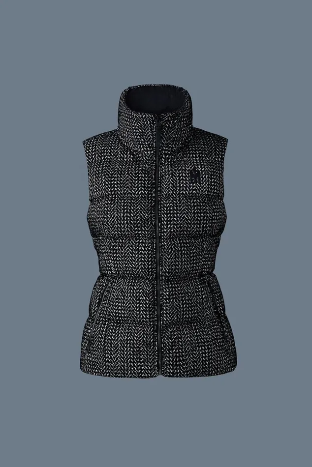 Light Down Jackets Women Mackage CHAYAFLP Flocked Light Down Vest Blackwhite