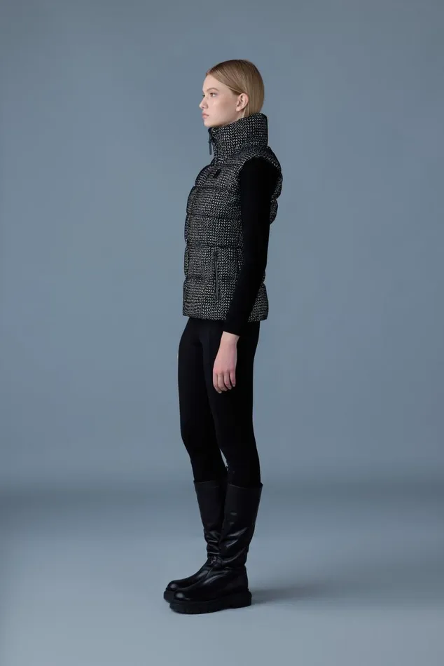 Light Down Jackets Women Mackage CHAYAFLP Flocked Light Down Vest Blackwhite