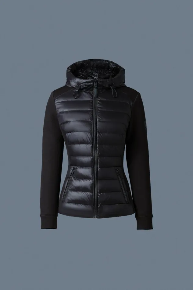 Light Down Jackets Women Mackage DELLAR Hybrid Jacket With Hood Cream