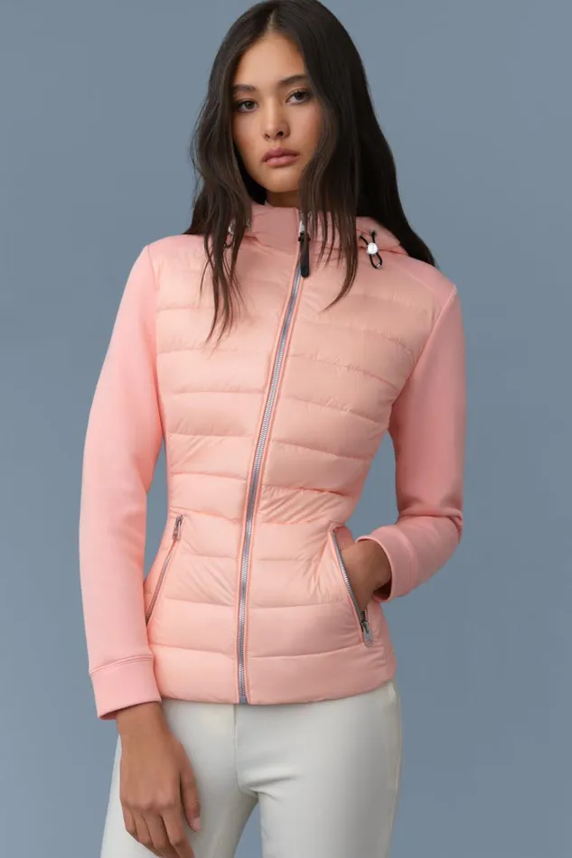 Light Down Jackets Women Mackage DELLAR Hybrid Jacket With Hood Cream Light Down Jackets Women Mackage DELLAR Hybrid Jacket With Hood Cream