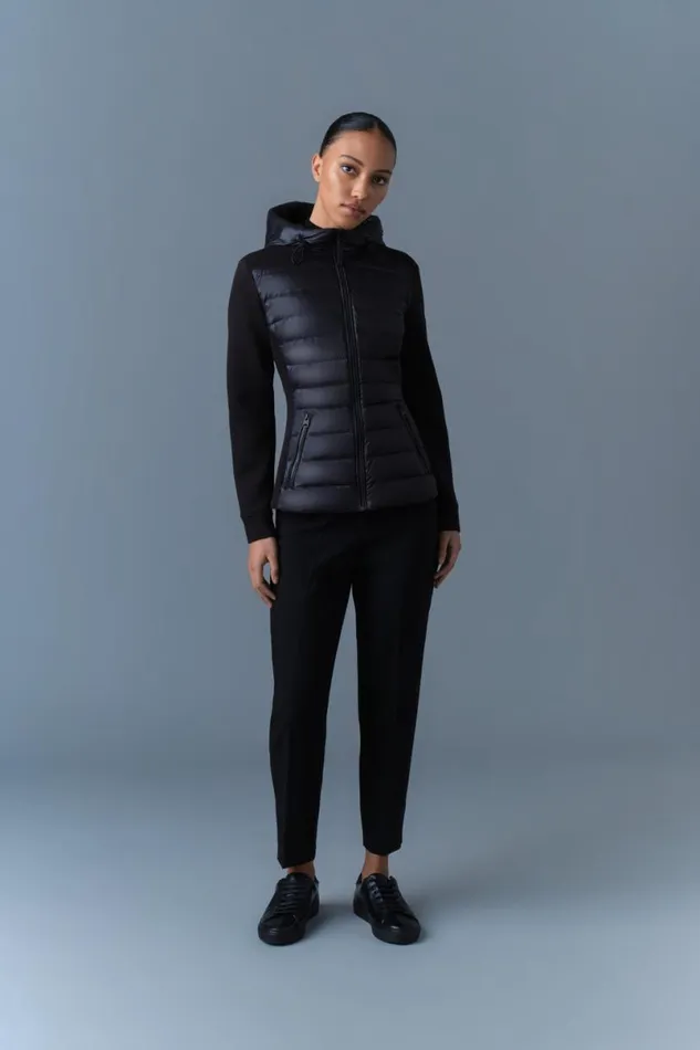Light Down Jackets Women Mackage DELLAR Hybrid Jacket With Hood Cream Light Down Jackets Women Mackage DELLAR Hybrid Jacket With Hood Cream