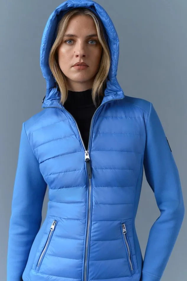 Light Down Jackets Women Mackage DELLAR Hybrid Jacket With Hood Cream Light Down Jackets Women Mackage DELLAR Hybrid Jacket With Hood Cream