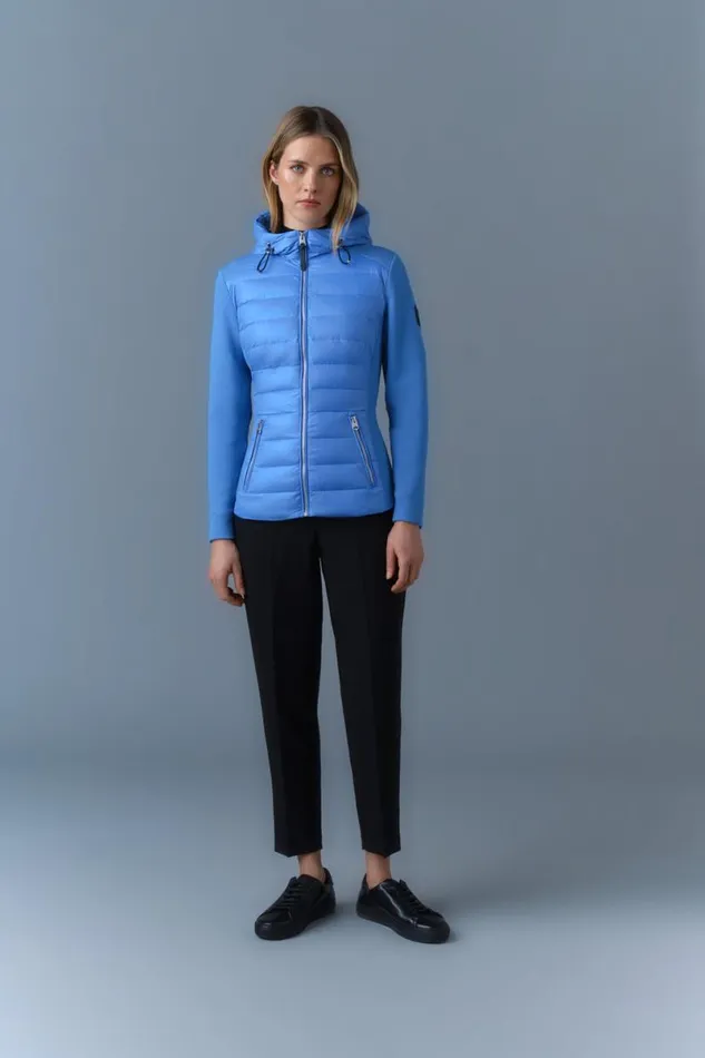 Light Down Jackets Women Mackage DELLAR Hybrid Jacket With Hood Cream Light Down Jackets Women Mackage DELLAR Hybrid Jacket With Hood Cream