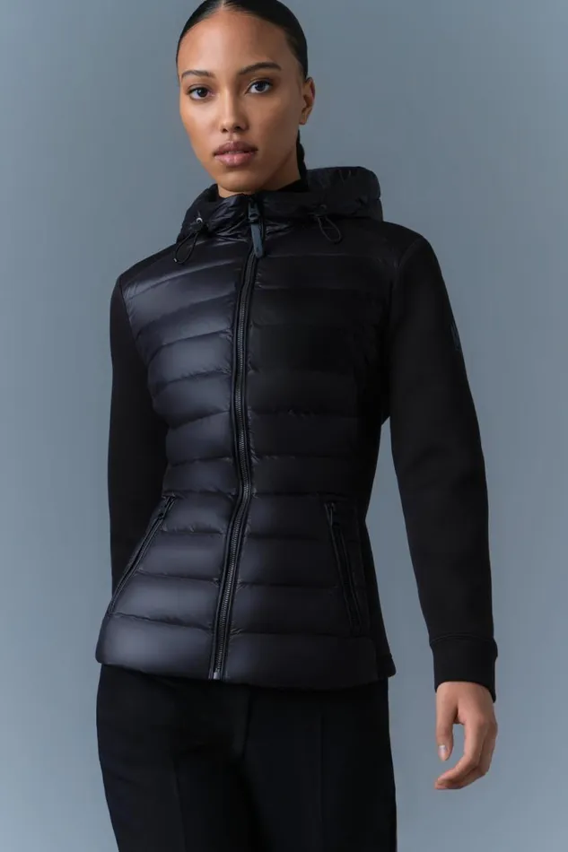 Light Down Jackets Women Mackage DELLAR Hybrid Jacket With Hood Cream Light Down Jackets Women Mackage DELLAR Hybrid Jacket With Hood Cream
