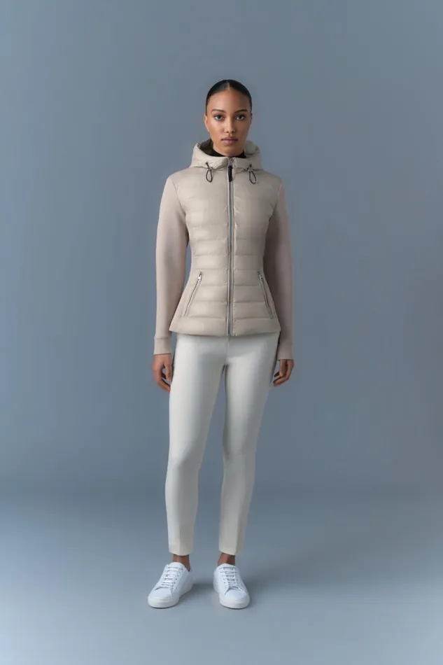 Light Down Jackets Women Mackage DELLAR Hybrid Jacket With Hood Cream Light Down Jackets Women Mackage DELLAR Hybrid Jacket With Hood Cream
