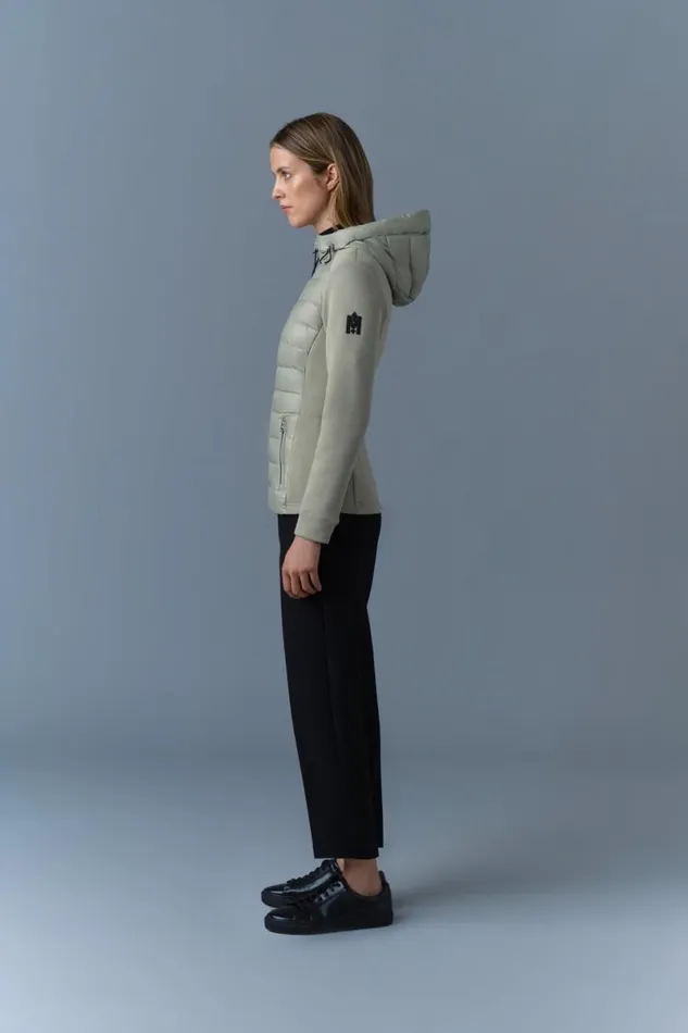 Light Down Jackets Women Mackage DELLAR Hybrid Jacket With Hood Cream Light Down Jackets Women Mackage DELLAR Hybrid Jacket With Hood Cream