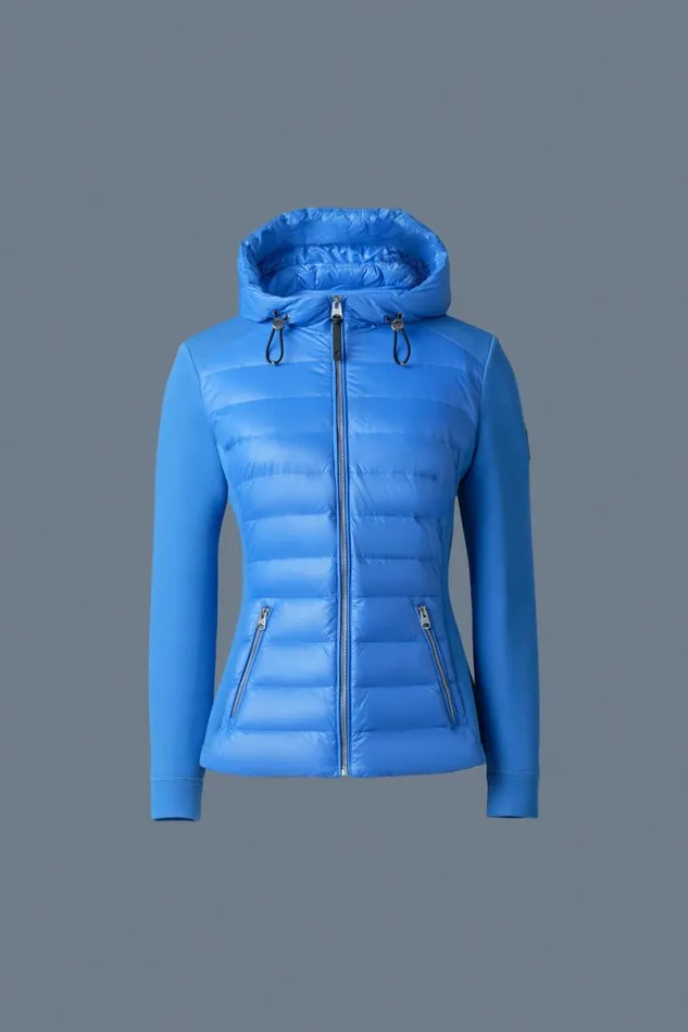 Light Down Jackets Women Mackage DELLAR Hybrid Jacket With Hood Cream Light Down Jackets Women Mackage DELLAR Hybrid Jacket With Hood Cream