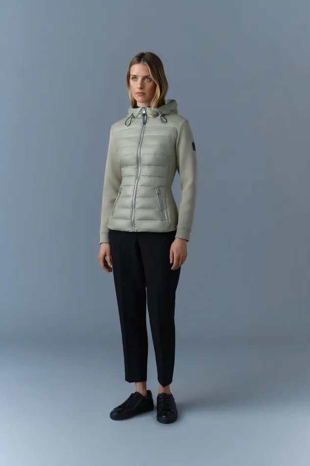 Light Down Jackets Women Mackage DELLAR Hybrid Jacket With Hood Cream Light Down Jackets Women Mackage DELLAR Hybrid Jacket With Hood Cream