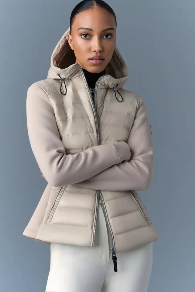 Light Down Jackets Women Mackage DELLAR Hybrid Jacket With Hood Cream Light Down Jackets Women Mackage DELLAR Hybrid Jacket With Hood Cream