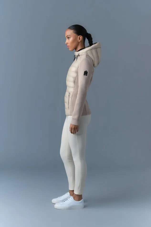 Light Down Jackets Women Mackage DELLAR Hybrid Jacket With Hood Cream Light Down Jackets Women Mackage DELLAR Hybrid Jacket With Hood Cream