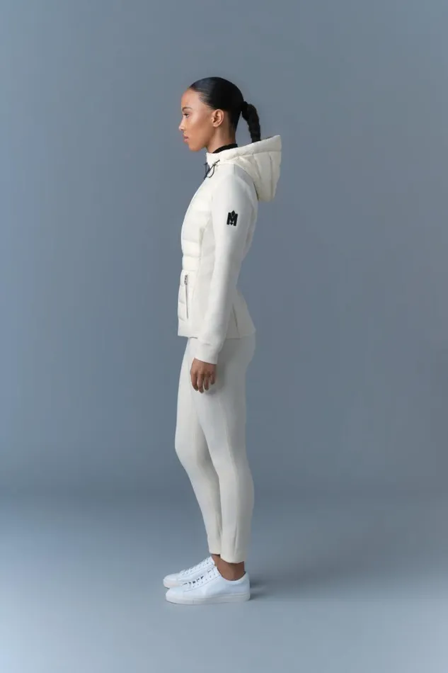 Light Down Jackets Women Mackage DELLAR Hybrid Jacket With Hood Cream Light Down Jackets Women Mackage DELLAR Hybrid Jacket With Hood Cream