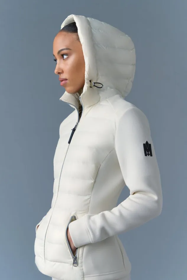 Light Down Jackets Women Mackage DELLAR Hybrid Jacket With Hood Cream Light Down Jackets Women Mackage DELLAR Hybrid Jacket With Hood Cream
