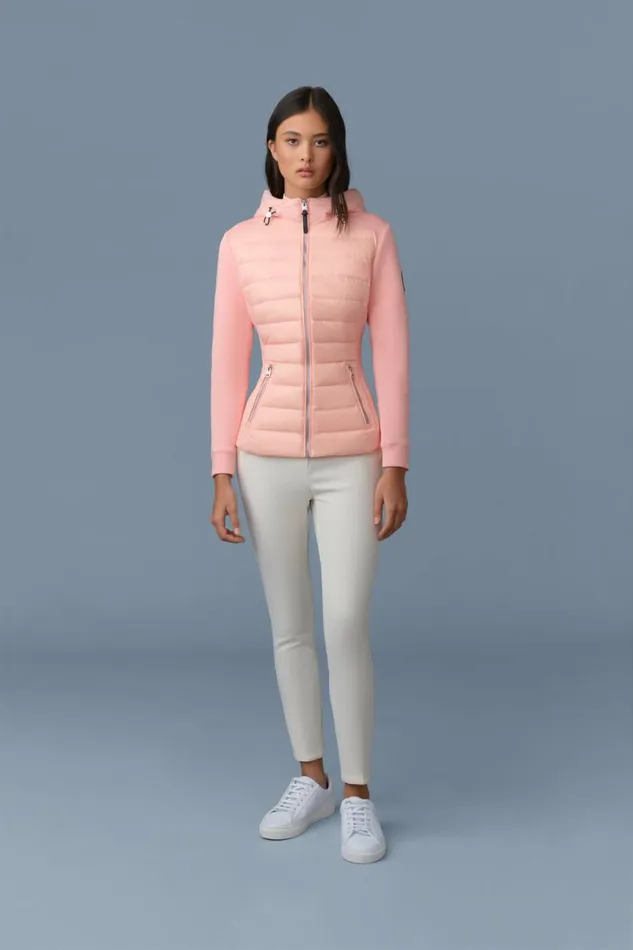 Light Down Jackets Women Mackage DELLAR Hybrid Jacket With Hood Cream Light Down Jackets Women Mackage DELLAR Hybrid Jacket With Hood Cream