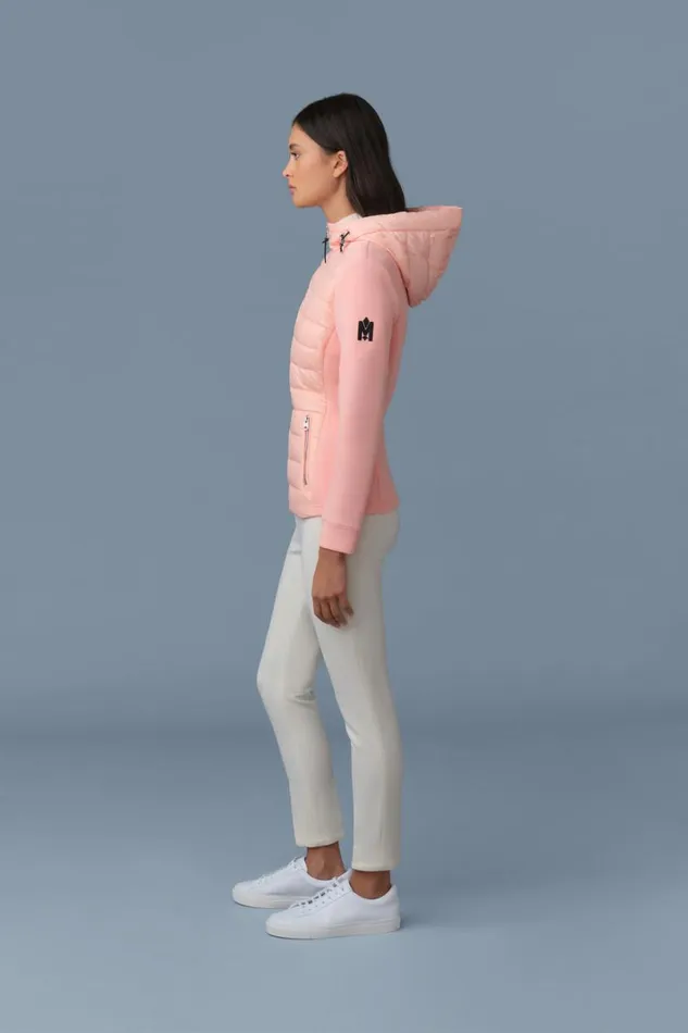 Light Down Jackets Women Mackage DELLAR Hybrid Jacket With Hood Cream Light Down Jackets Women Mackage DELLAR Hybrid Jacket With Hood Cream