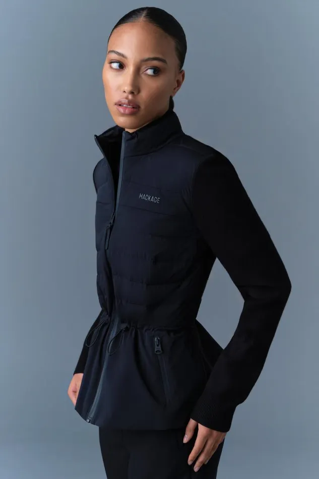 Light Down Jackets Women Mackage LAIKA Hybrid Down Jacket With Peplum Black