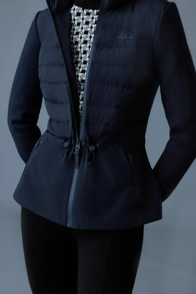 Light Down Jackets Women Mackage LAIKA Hybrid Down Jacket With Peplum Cream