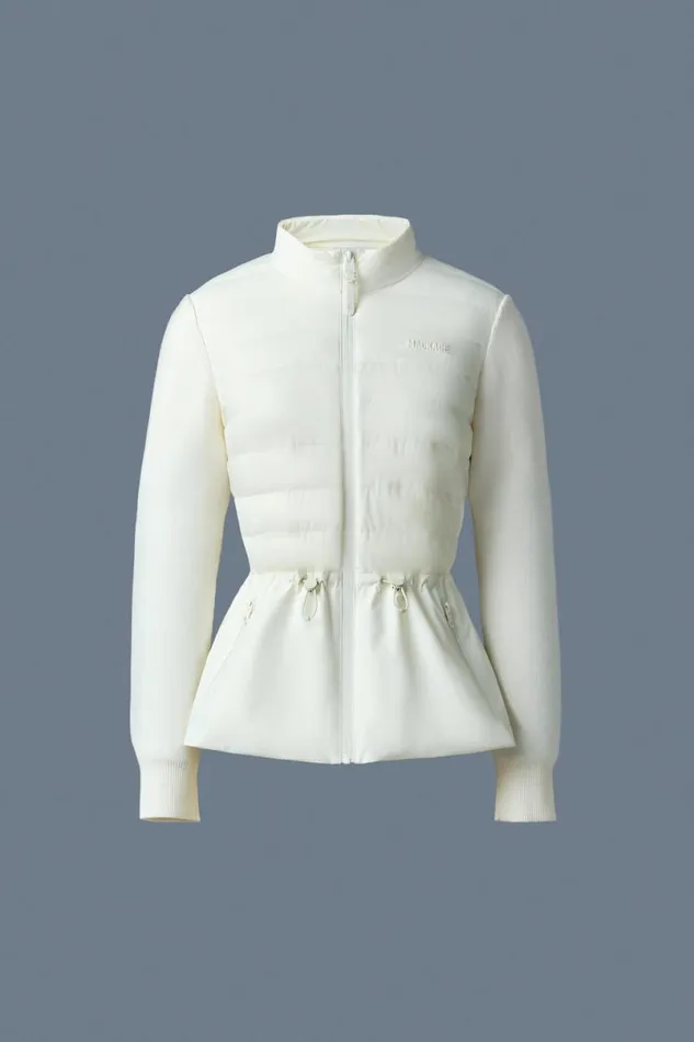 Light Down Jackets Women Mackage LAIKA Hybrid Down Jacket With Peplum Cream