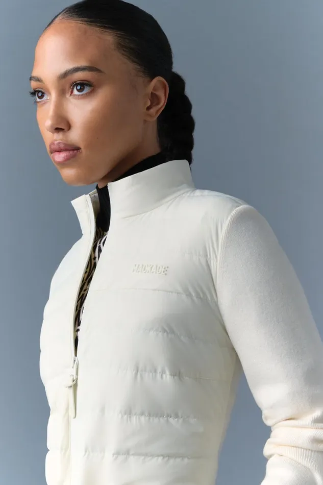 Light Down Jackets Women Mackage LAIKA Hybrid Down Jacket With Peplum Cream