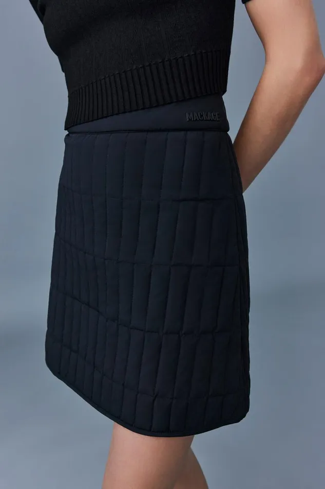 Light Down Jackets Women Mackage TILDA Vertical Quilted Down Skirt Black
