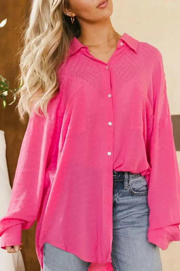 Lillian Button Up In Pink 8211 FINAL SALE Pink Women Bohme Tops